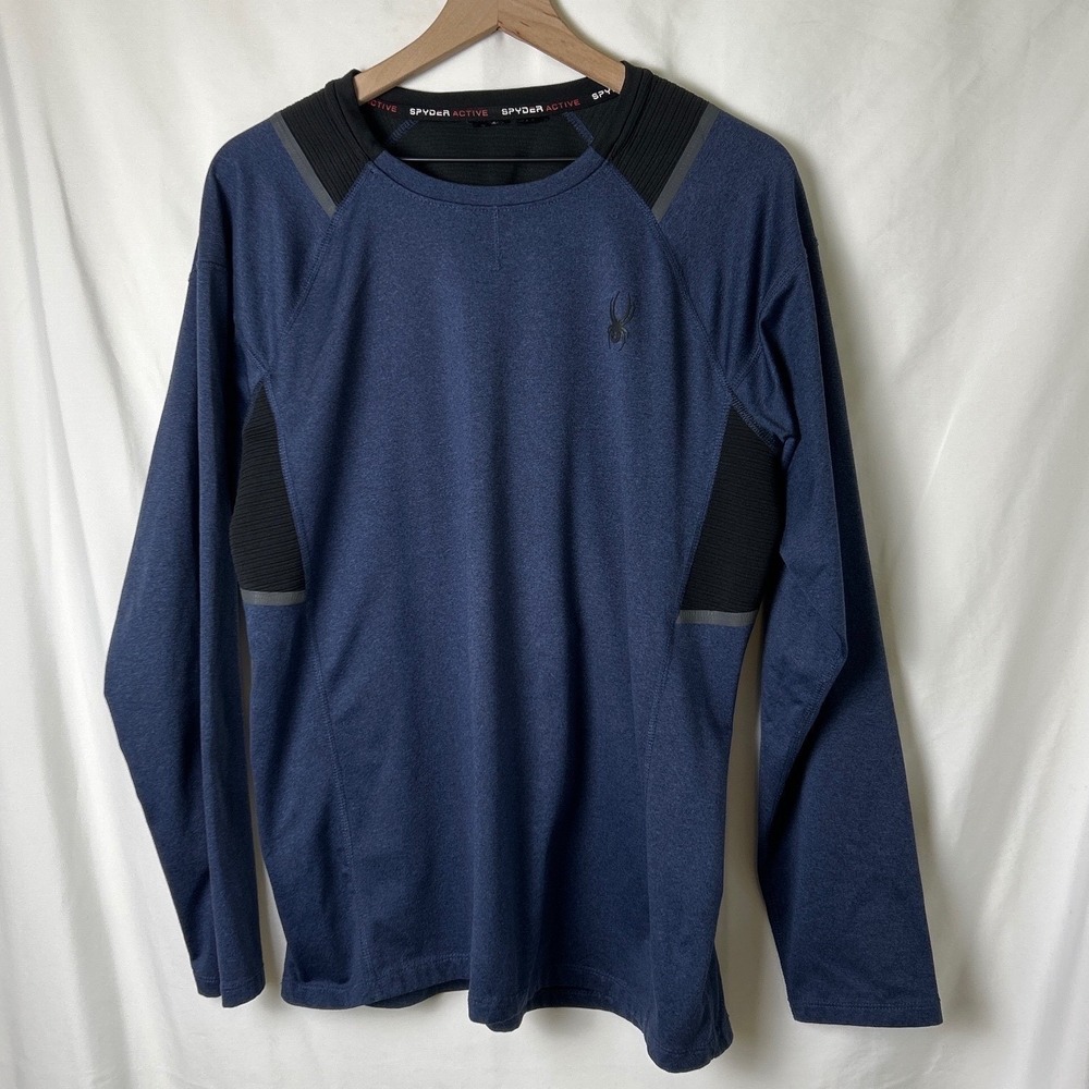Spyder Men's Long Sleeve Performance Active Baselayer Shirt Size L Blue Black